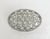 Metal Vintage English Blown Glass & Silver Oval Flower Frog Centerpiece For Sale - Image 7 of 9