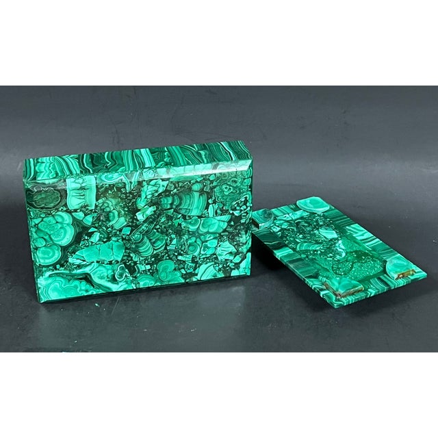 Late 20th Century Carved Malachite Stone Jewelry Box For Sale - Image 10 of 11
