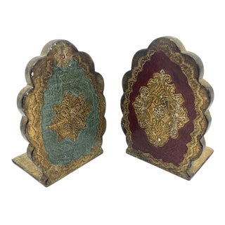 Vintage Florentia Scalloped Book Ends- a Set For Sale