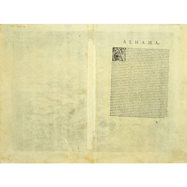 This map of alhama de granada is an original etching realized by g. Braun and f. Hogenberg, as part of the famous...