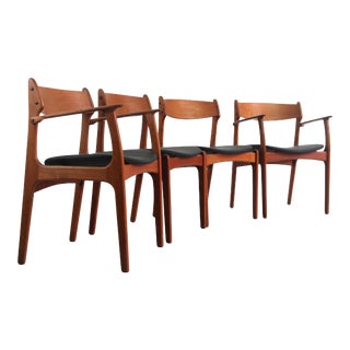 1960s Vintage Teak Dining Chairs by Erik Buch for o.d. Møbler, Denmark- Set of 4 For Sale