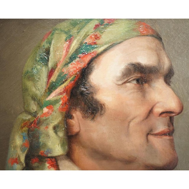 French Napoleon III Artist, Gentleman in Headscarf, 1860, Oil Painting, Framed For Sale - Image 12 of 18