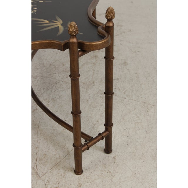 Stunning Bamboo Form Hand Painted Bird Motif Coffee Table For Sale - Image 13 of 18