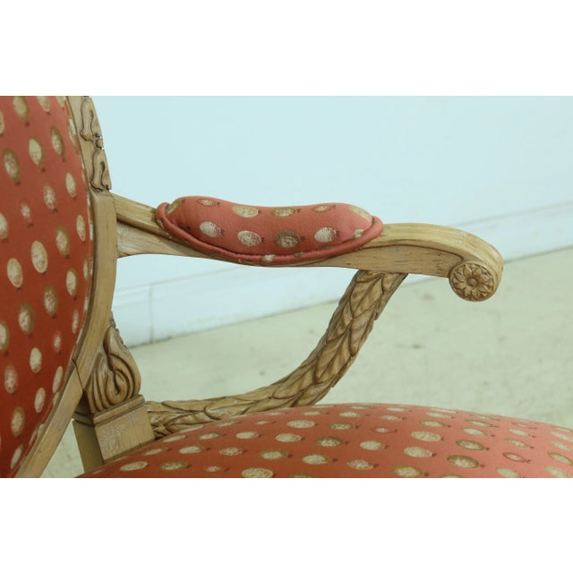 1990s Pair French Louis XVI Style Decorator Open Armchairs For Sale - Image 5 of 11