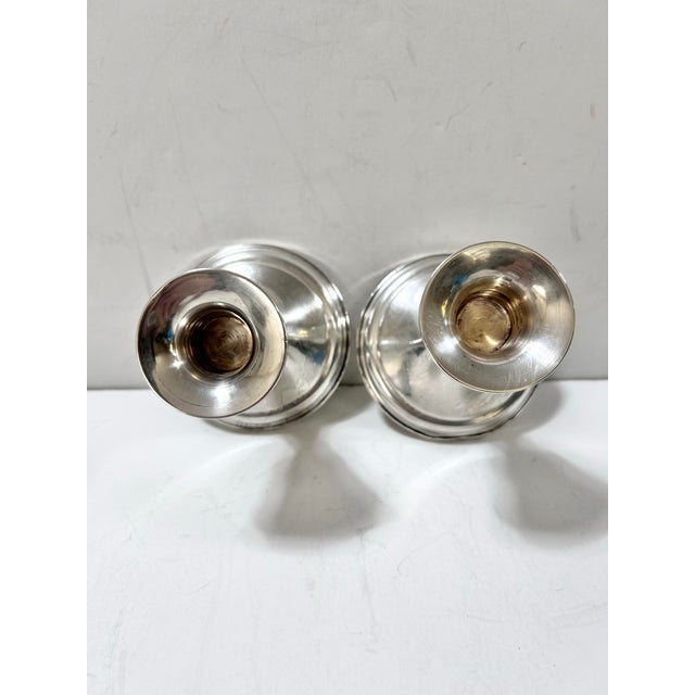 1940s Vintage Sterling Silver and Glass Convertible Compotes / Candleholders – A Pair For Sale - Image 5 of 12