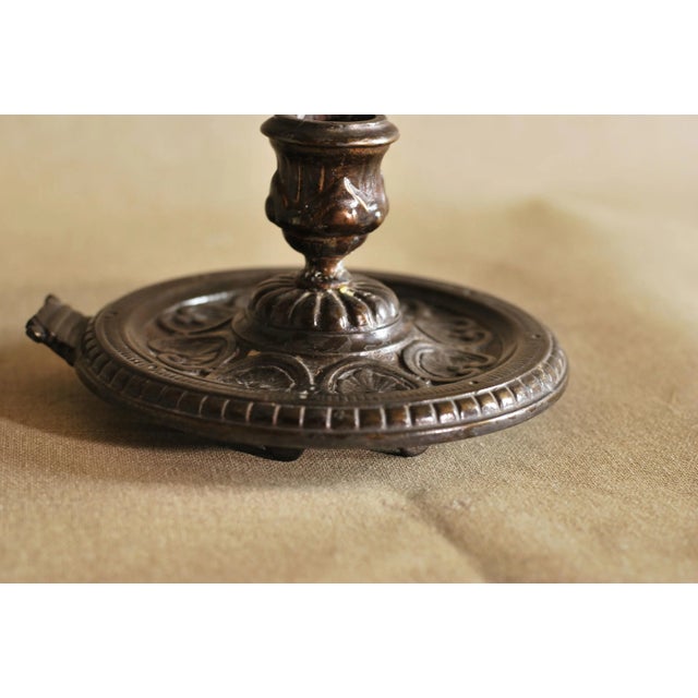 Metal French Art Deco Patinated Bronze Candlestick, 1930s For Sale - Image 7 of 8