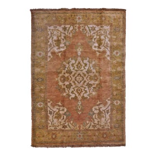 Hand-Knotted Oushak Style Rug. 4' X 5’8” For Sale