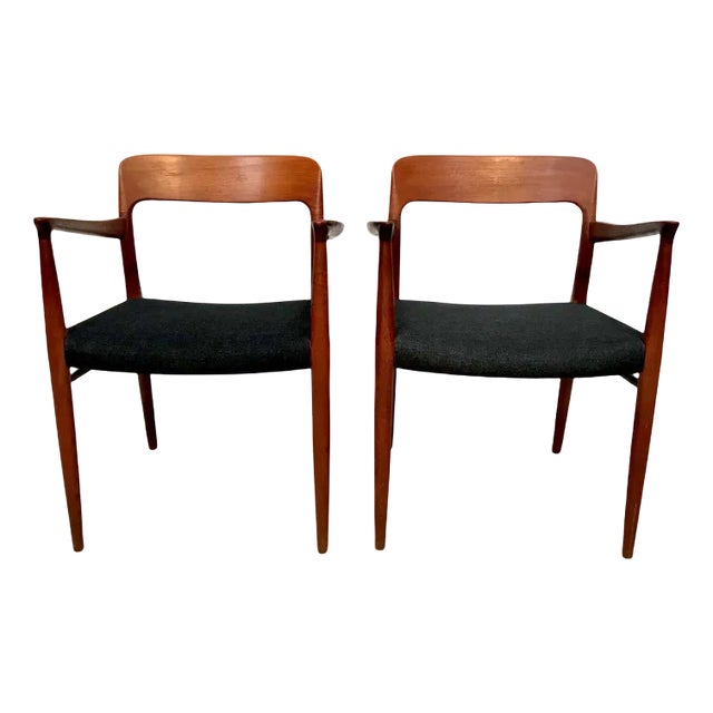 Set of Danish Teak & Wool Model 56 Chairs by Niels O. Møller for J.L. Møllers, 1954 For Sale