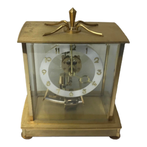 Vintage Kieninger & Obergfell Brass and Glass Mantle Clock