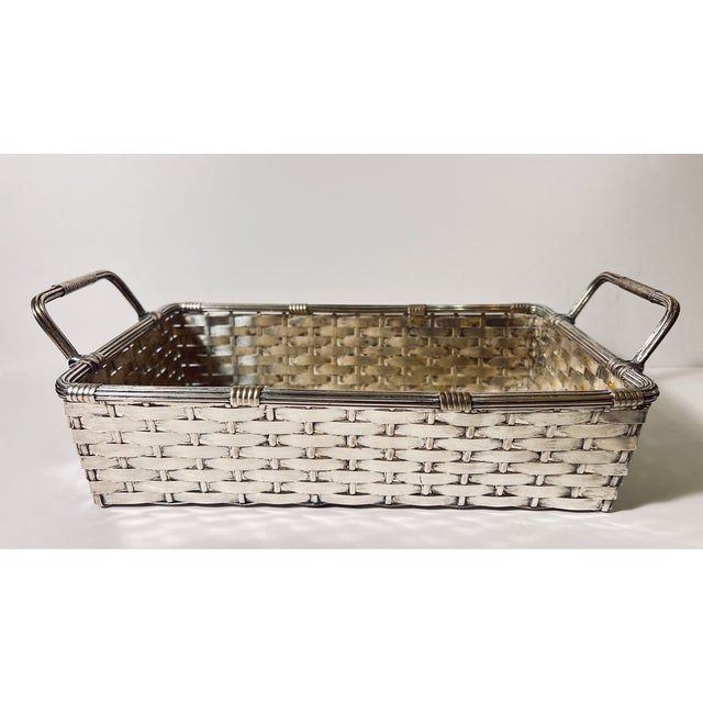 Vintage French Silver Woven Handled Basket (Circa 1930) For Sale In San Diego - Image 6 of 9