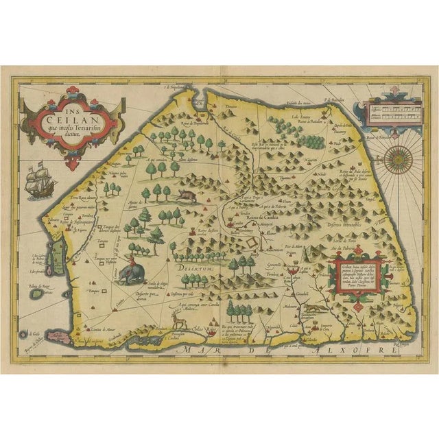 Antique 5-Sided Map of Sri Lanka, 1606 For Sale - Image 6 of 6