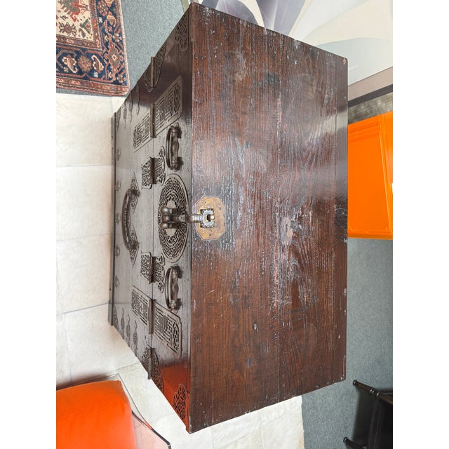Korean Bandaji Brass Mounted Storage Chest, Vintage For Sale - Image 13 of 14