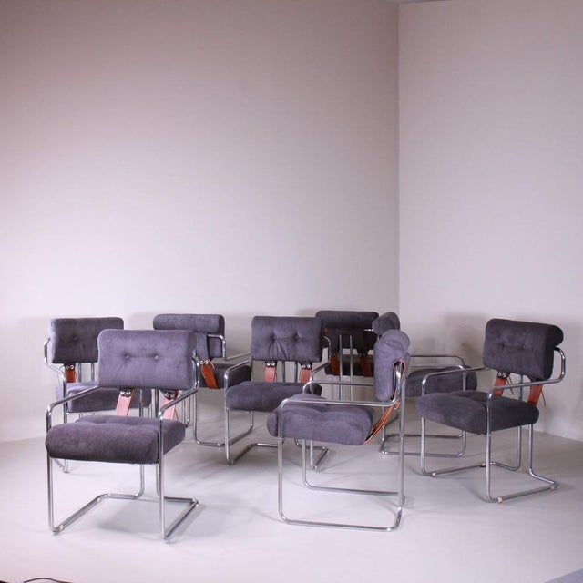 Blue Tucroma Armchairs by Guido Faleschini, Set of 10 For Sale - Image 8 of 18