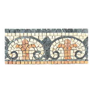Verde Saltan Marble / Botticino Marble / Montsoreau Marble Satin Finish Fungi Decorative Mosaic Border