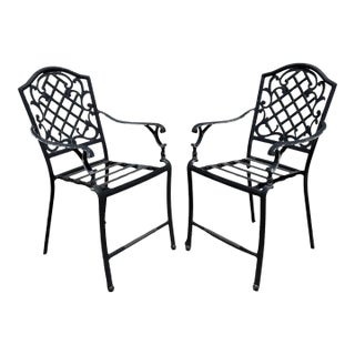 Martha Stewart Living Collection Cast Aluminum High Patio Pool Arm Chairs - Pair For Sale