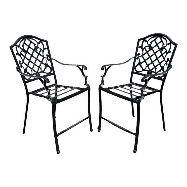 Martha Stewart Living Collection Cast Aluminum High Patio Pool Arm Chairs - Pair For Sale