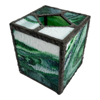 Vintage Stained Glass Tissue Box Cover For Sale