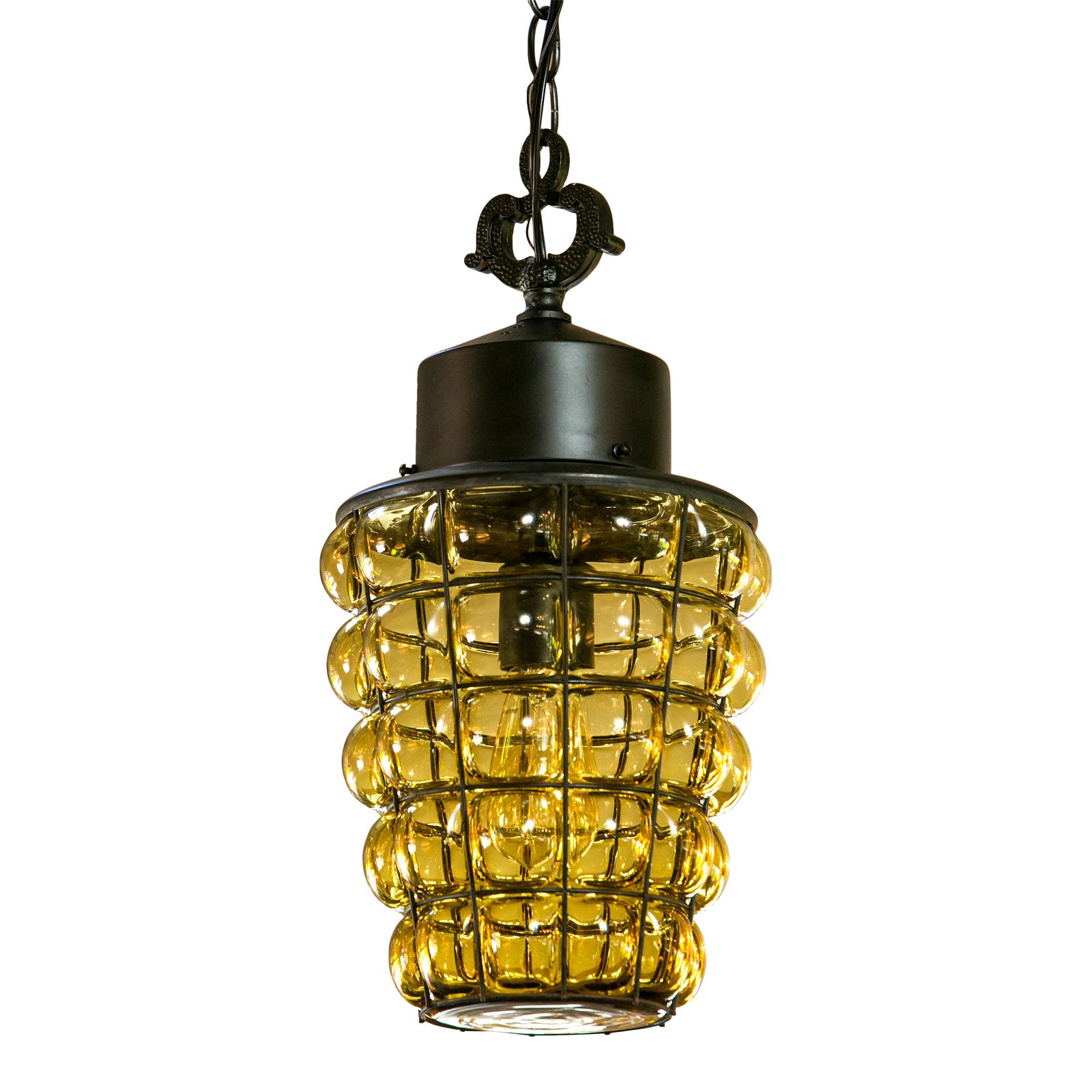 1960s Spanish Bee Hive-Style Caged Glass Lantern | Chairish