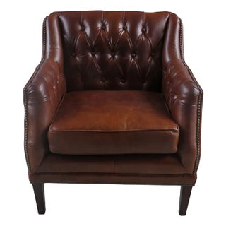 Matthew Izzo Home Chatsworth Tufted Leather Chesterfield Chair For Sale