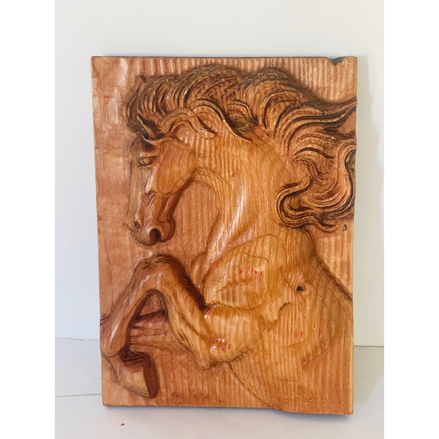 Vintage horse carving equestrian. Horse farm wall decor.