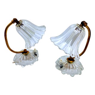 Murano Glass Table Lamps attributed to Barovier & Toso, 1950s, Set of 2 For Sale