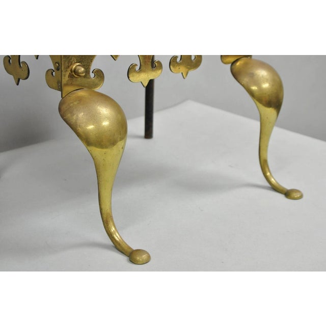 Late 19th Century Antique English Victorian Brass Cabriole Leg Fireplace Hearth Footman Trivet For Sale - Image 5 of 11