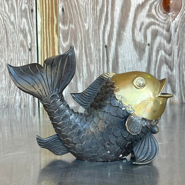Vintage Boho Burnishes Brass Koi Fish For Sale - Image 4 of 8