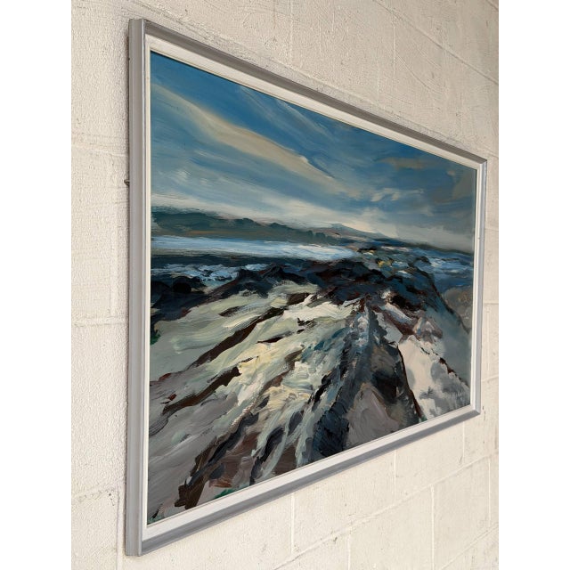 Blue Kay Andersen Coastal Landscape Painting Vintage 1972 For Sale - Image 8 of 9