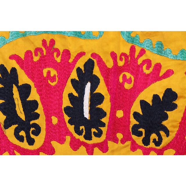 Red Vintage Hand Embroidered Suzani Wall Hanging, 1920s For Sale - Image 8 of 18