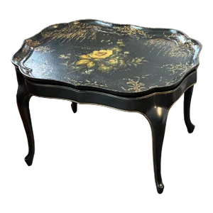 English Paper Mache Tray Table With Conforming Base