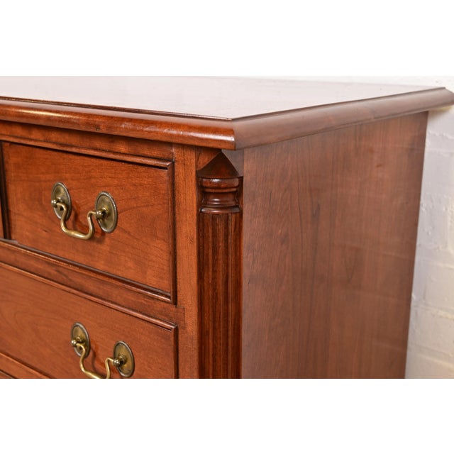 Stickley Georgian Solid Cherry Wood Nightstand or Bachelor Chest For Sale - Image 11 of 17