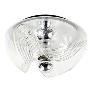 Large Space Age Mid-Century Glass Ceiling Light/Flush Mount Wave/Futura Model by Koch & Lowy for Peill & Putzler, Germany, 1970s For Sale