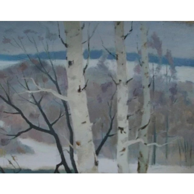 Realism Impressionist Winter Landscape Painting – Ukrainian Soviet Art, 1988 120-150 For Sale - Image 3 of 6