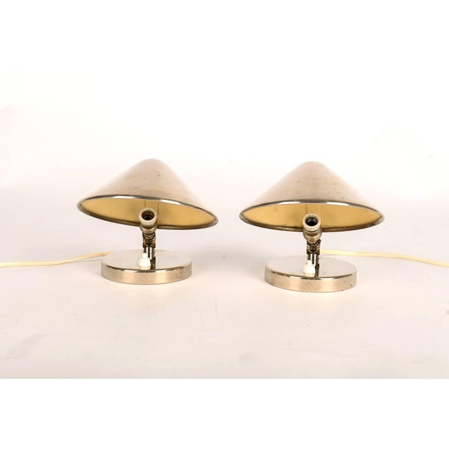 Bauhaus Nickel Table Lamps by Josef Vorel, 1930s, Set of 2, in Very Good conditions. Designed 1920 to 1949 European Plug...