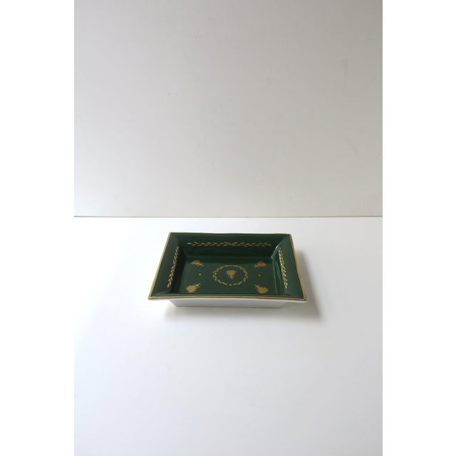 Dark Green French Porcelain Tray Catchall Vide-Poche Jewelry Dish, Mid 20th Century, France For Sale - Image 8 of 10