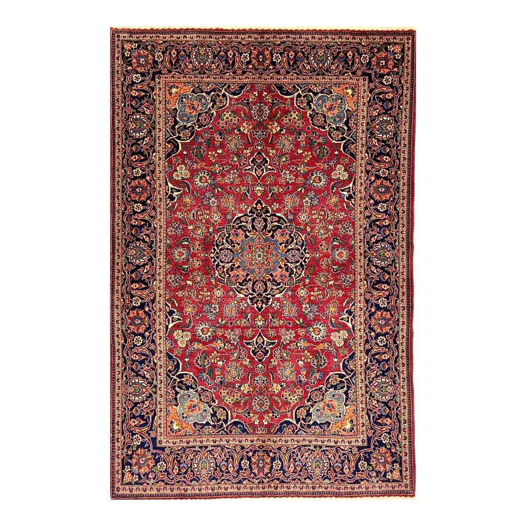 1950s Old Persian Kashan Area Rug 4x7 | Chairish
