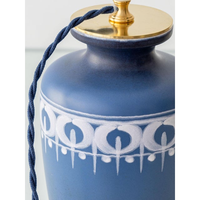 Vintage Blue and White Ceramic Table Lamps, 1970s, Set of 2 For Sale - Image 11 of 18