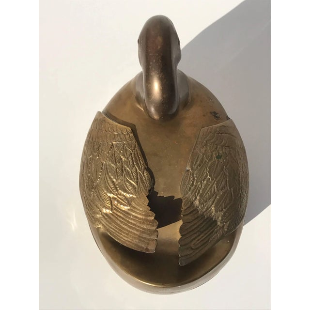 1970s Patinated Brass Garden Decor Duck or Swan Motif Planter For Sale - Image 5 of 8