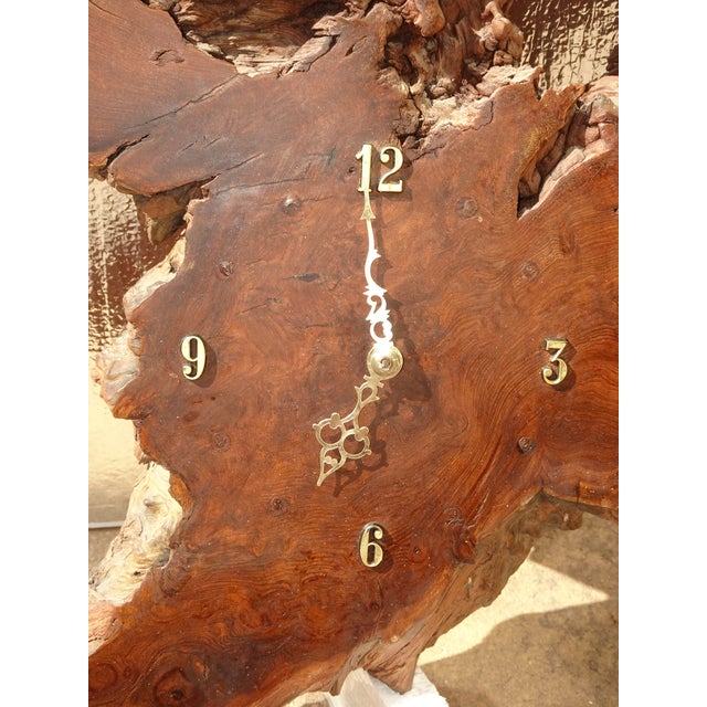Vintage Live Edge Burl Redwood Wall Clock For Sale - Image 13 of 15
