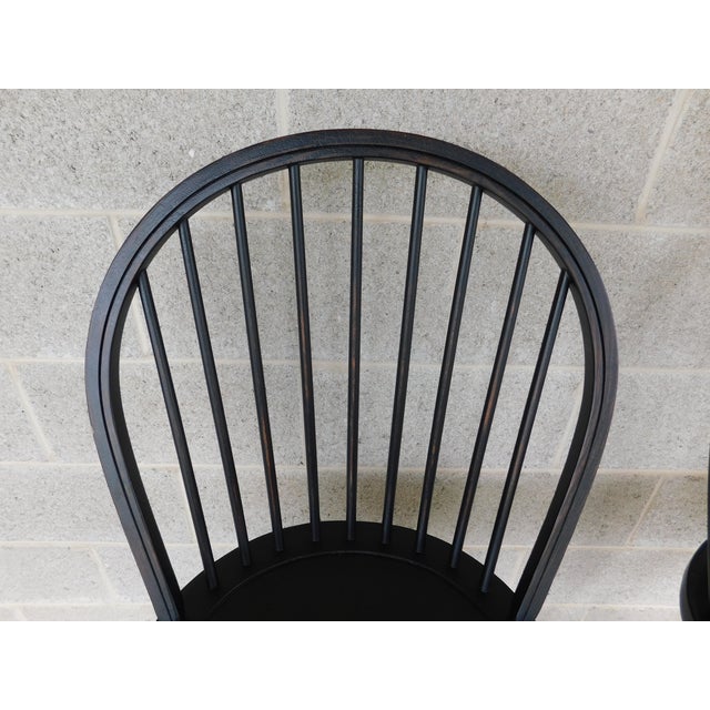 Custom Black Distressed Hoop Back Windsor Style Counter Height Stools - A Pair For Sale - Image 13 of 17