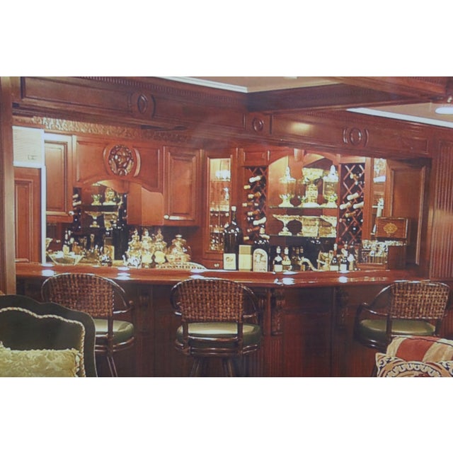 Brown Late 20th Century Photograph Print of Traditional Wood Panel Luxury Library Lounge Bar Room 35" For Sale - Image 8 of 10