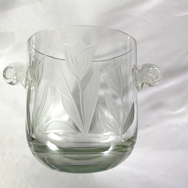 Krosno,Poland-Makers of Fine Crystal-Two Tulip,etched Decanters and a Matching Ice Bucket – Three Pieces For Sale - Image 6 of 11