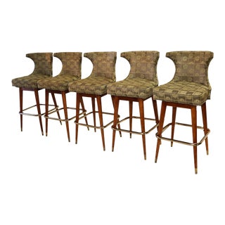 Vintage Mid Century Swivel Bar Stools - Set of 5 For Sale