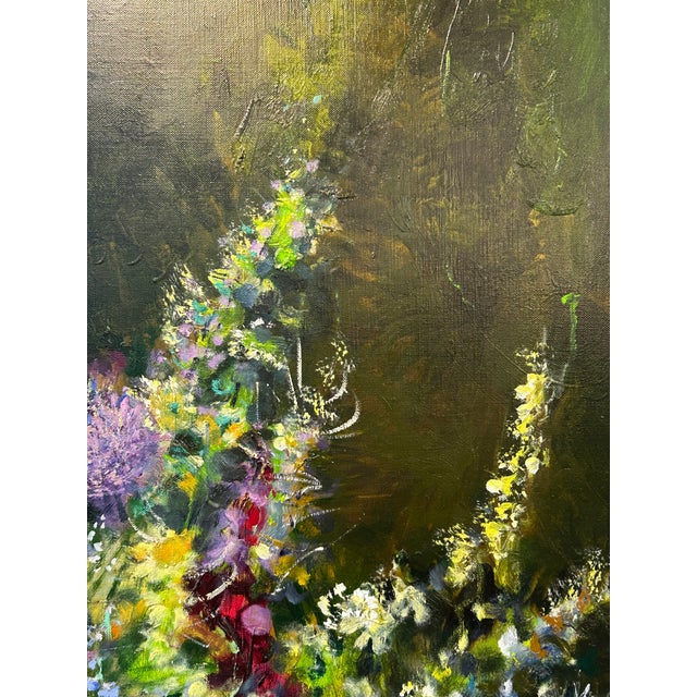1960s Large Original Painting of Flowers in a Garden by French Artist M. Journod For Sale - Image 5 of 12