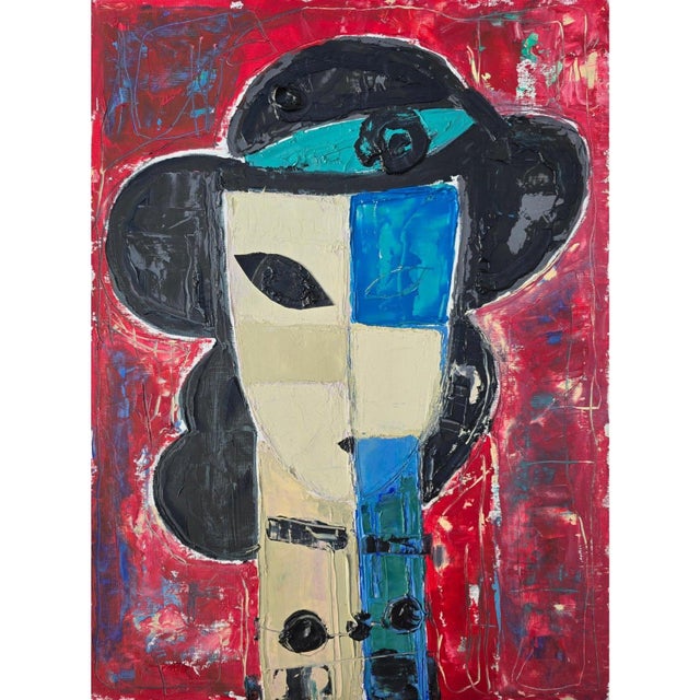 Contemporary 14.2" by 18.9" Original Oil Painting 'Portrait of a Woman', Unframed For Sale - Image 3 of 10