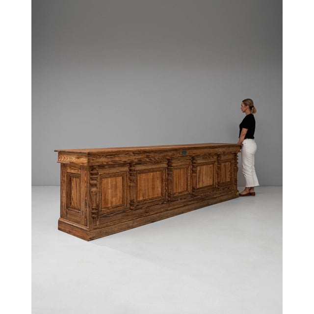 French Provincial 1900s French Belgian Provincial Wooden Shop Counter by Emile Lambot, Châtelet For Sale - Image 3 of 18