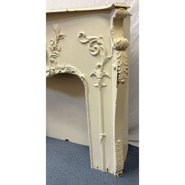 Architectural Salvage Antique French Fireplace Mantel With Cherub and Foliate Details For Sale - Image 10 of 18