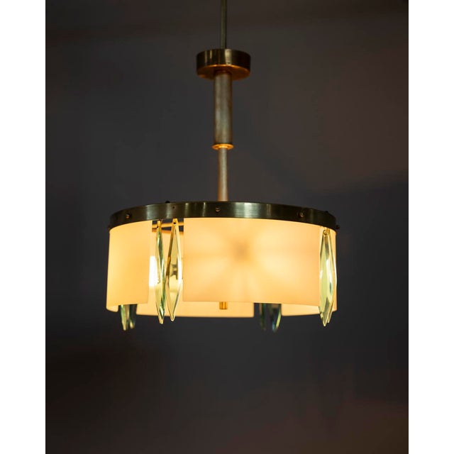 Vintage Blue Glass and Crystal Pendant Light, Italy, 1950s For Sale - Image 4 of 16