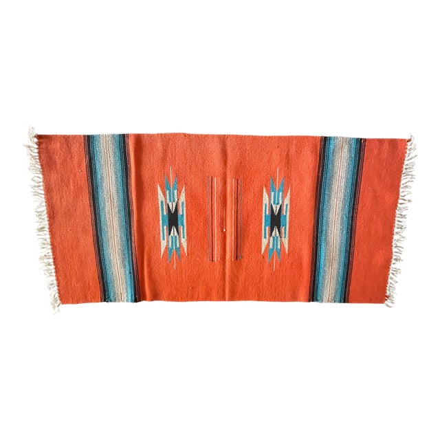 Spectacular New Mexico Large Orange 1930's Chimayo Weaving - Rare For Sale