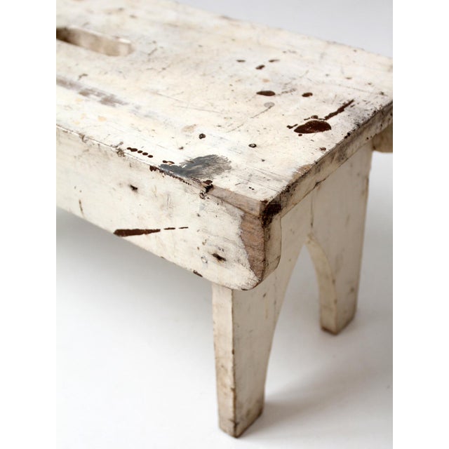 Antique American Farmhouse White Painted Step Stool For Sale - Image 13 of 16